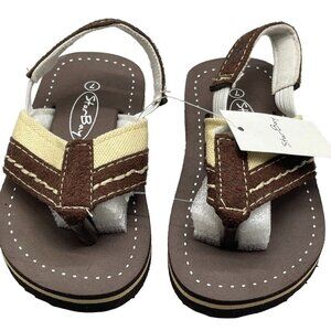 Star Bay sandal size 7 brown white elastic back strap canvas front strap READ